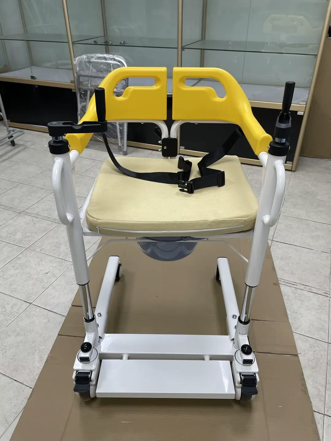 Complete yellow transfer chair shown in the existing product photo