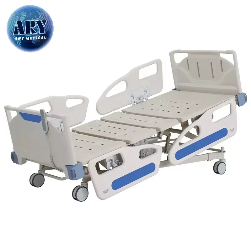 Hospital bed viewed from the foot end