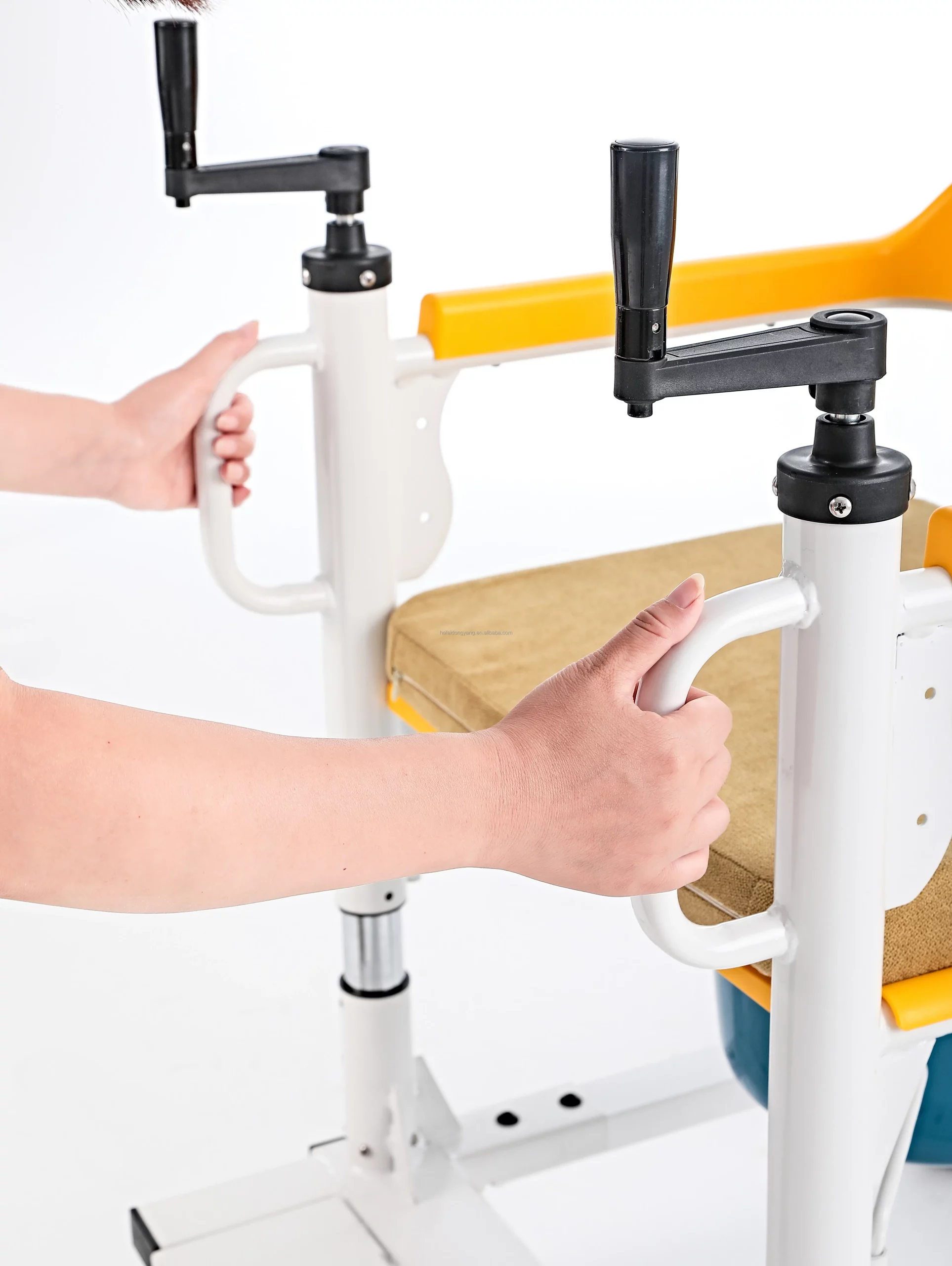 Transfer-chair upright and crank details shown in the supplier photo