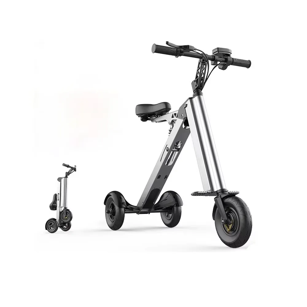 Scooter shown in open and folded product views