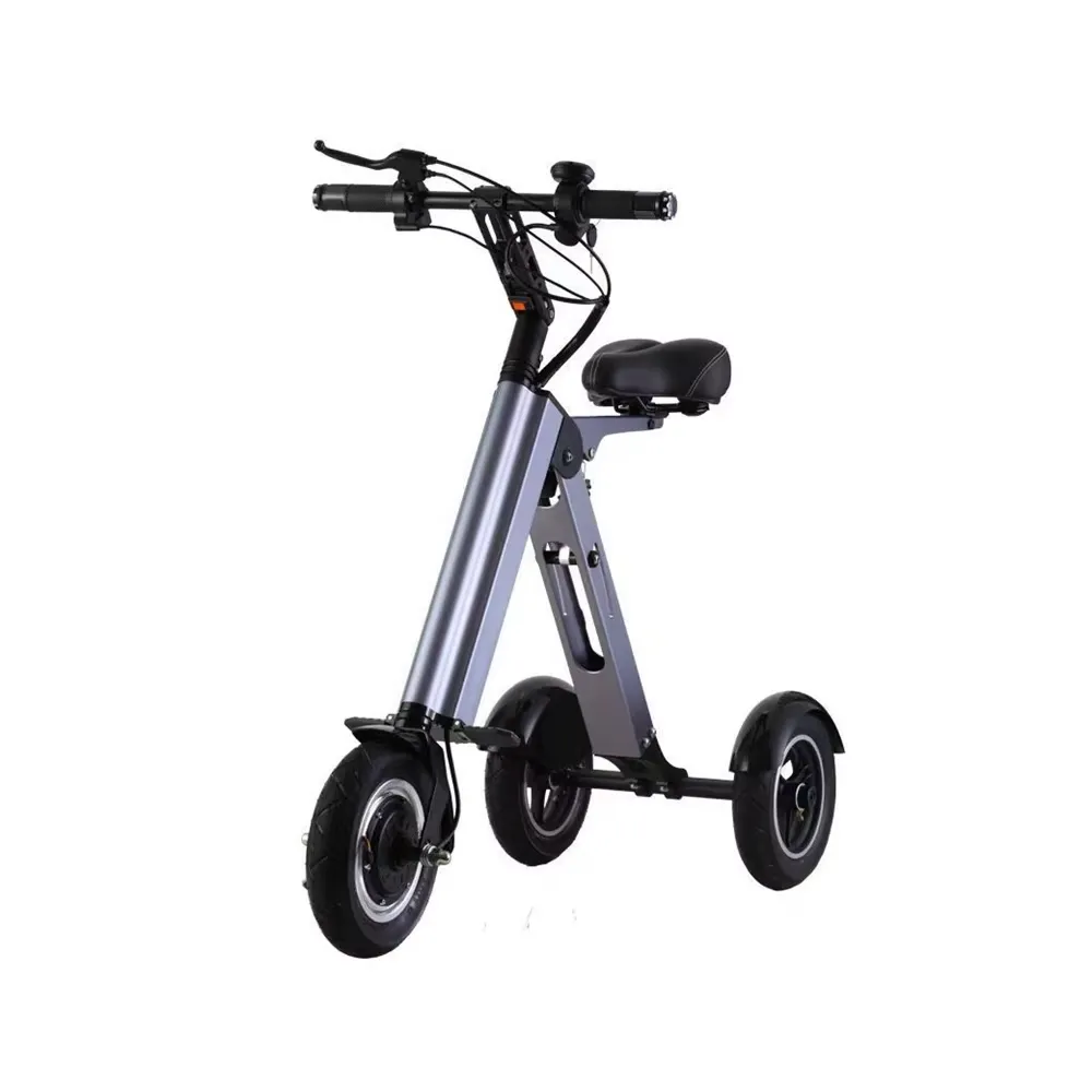 Three-wheel scooter with saddle seat and handlebar controls