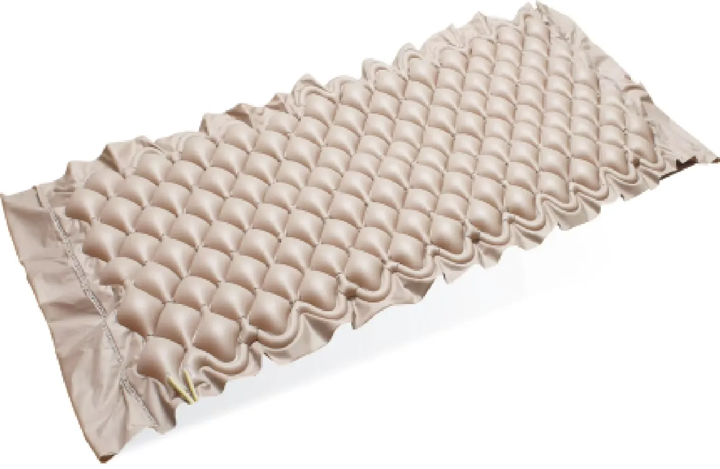 Beige bubble-style air mattress laid out in the product photograph