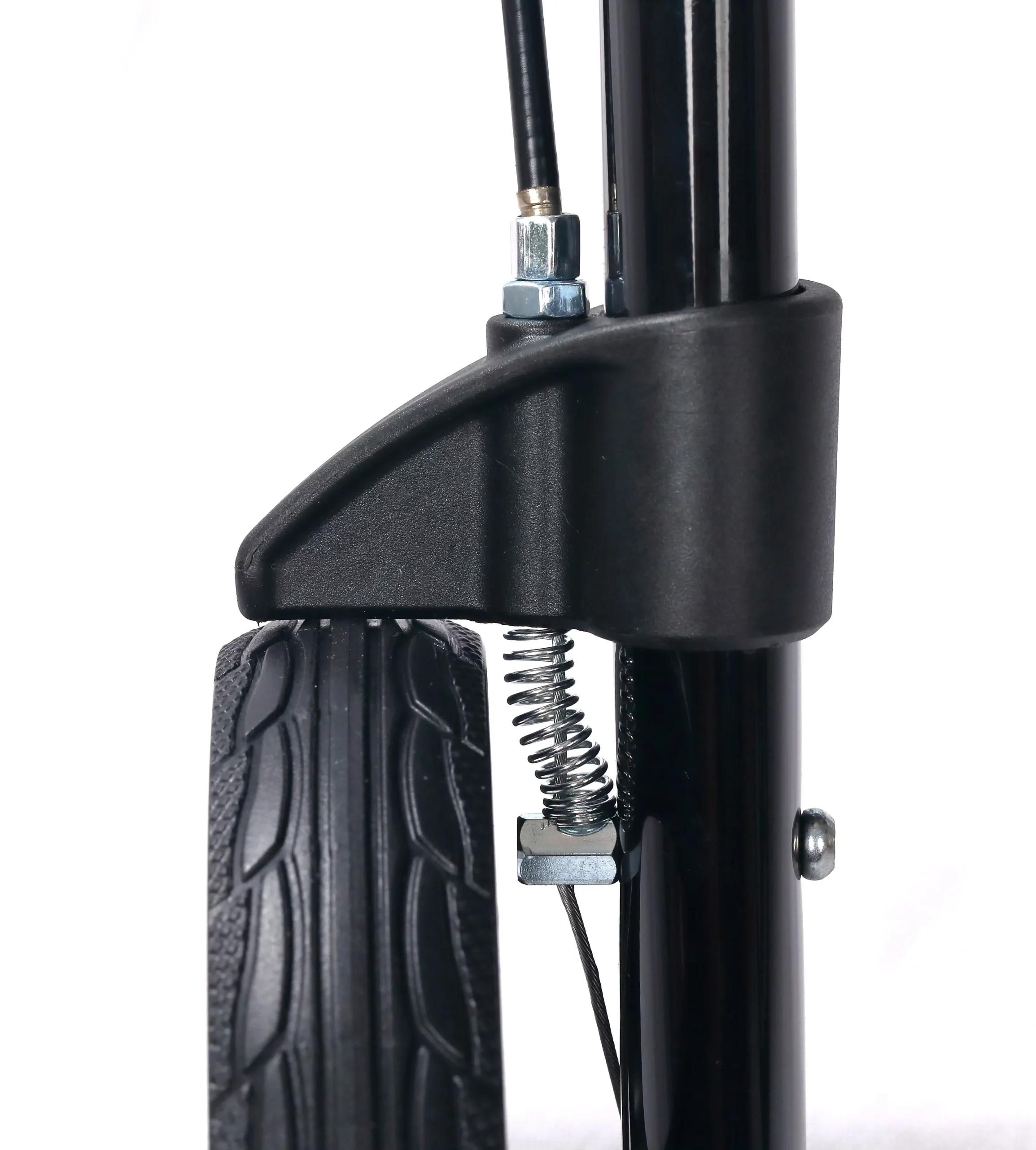 Existing AryMD Shopping Walker image showing wheel-side cable and brake hardware close-up