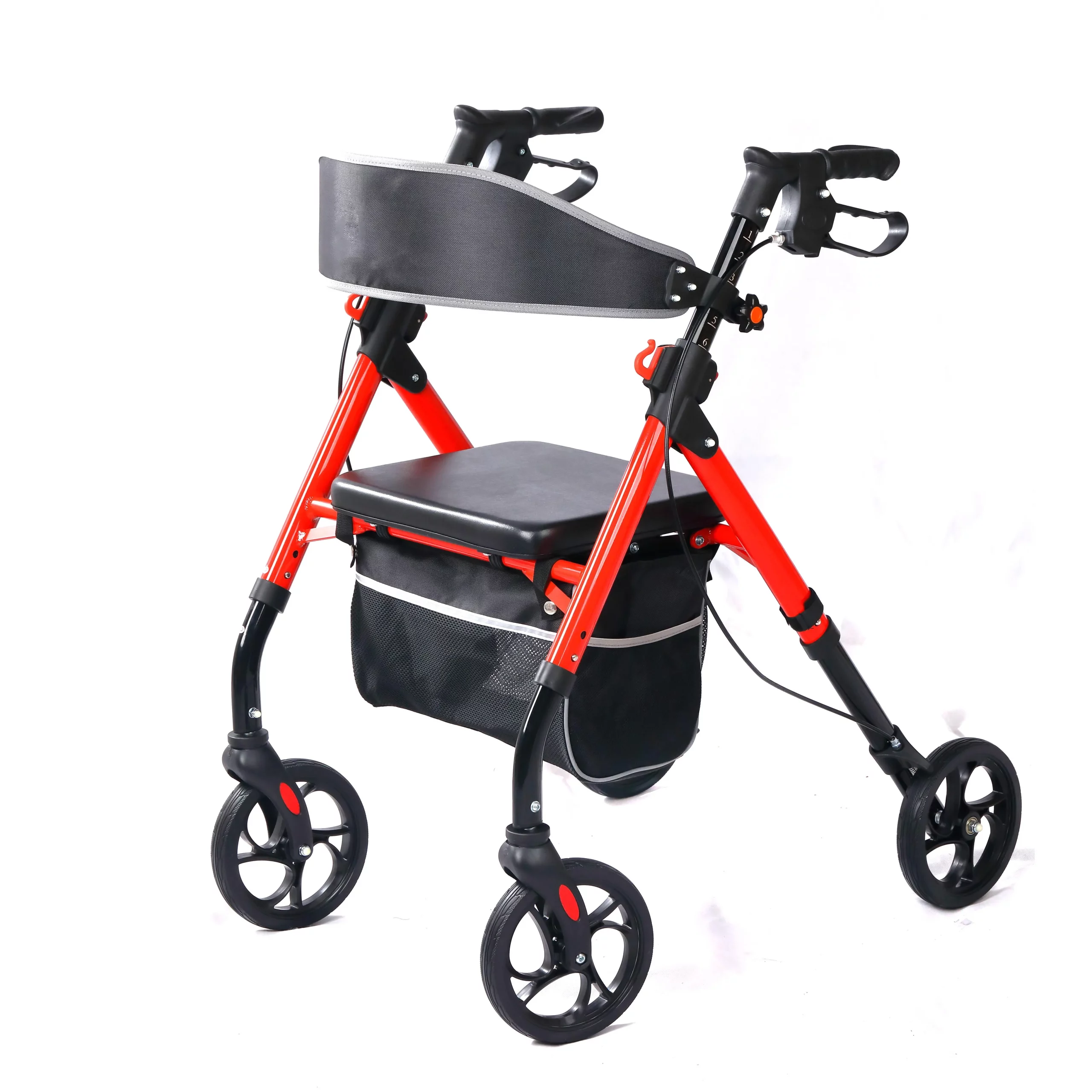 Existing AryMD Shopping Walker image showing red open rollator full three-quarter view