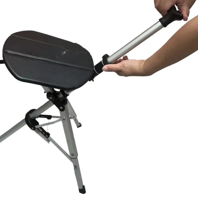 Existing AryMD folding cane seat image showing hands reviewing the seat hinge