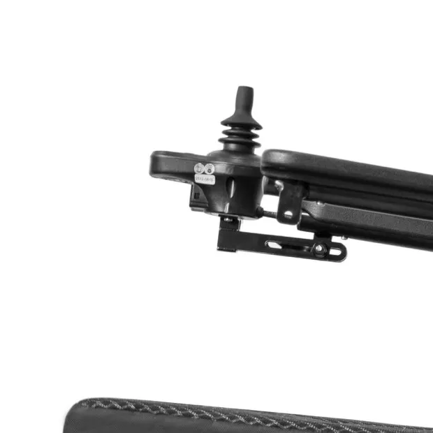 Product photograph of the wheelchair joystick and control buttons