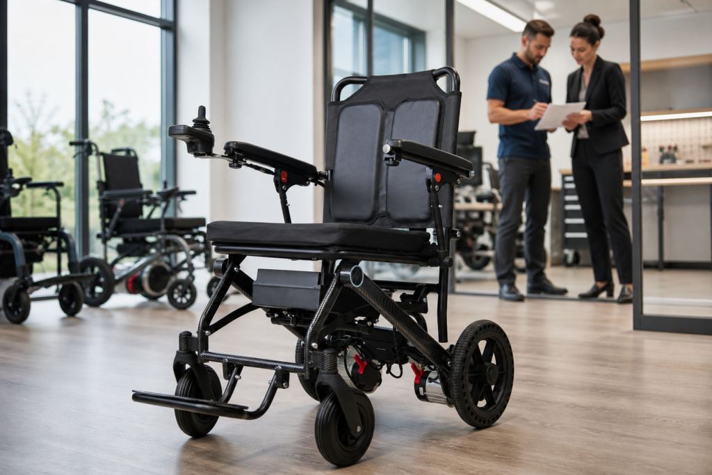 Brushless motor electric wheelchair in a distributor showroom review