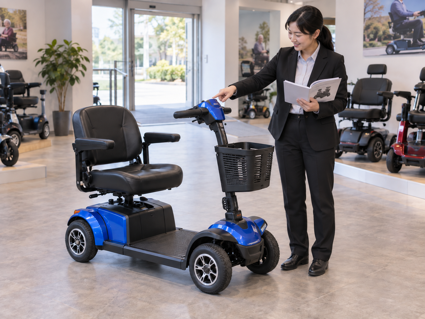 Illustrative review of tiller controls on a generic four-wheel scooter