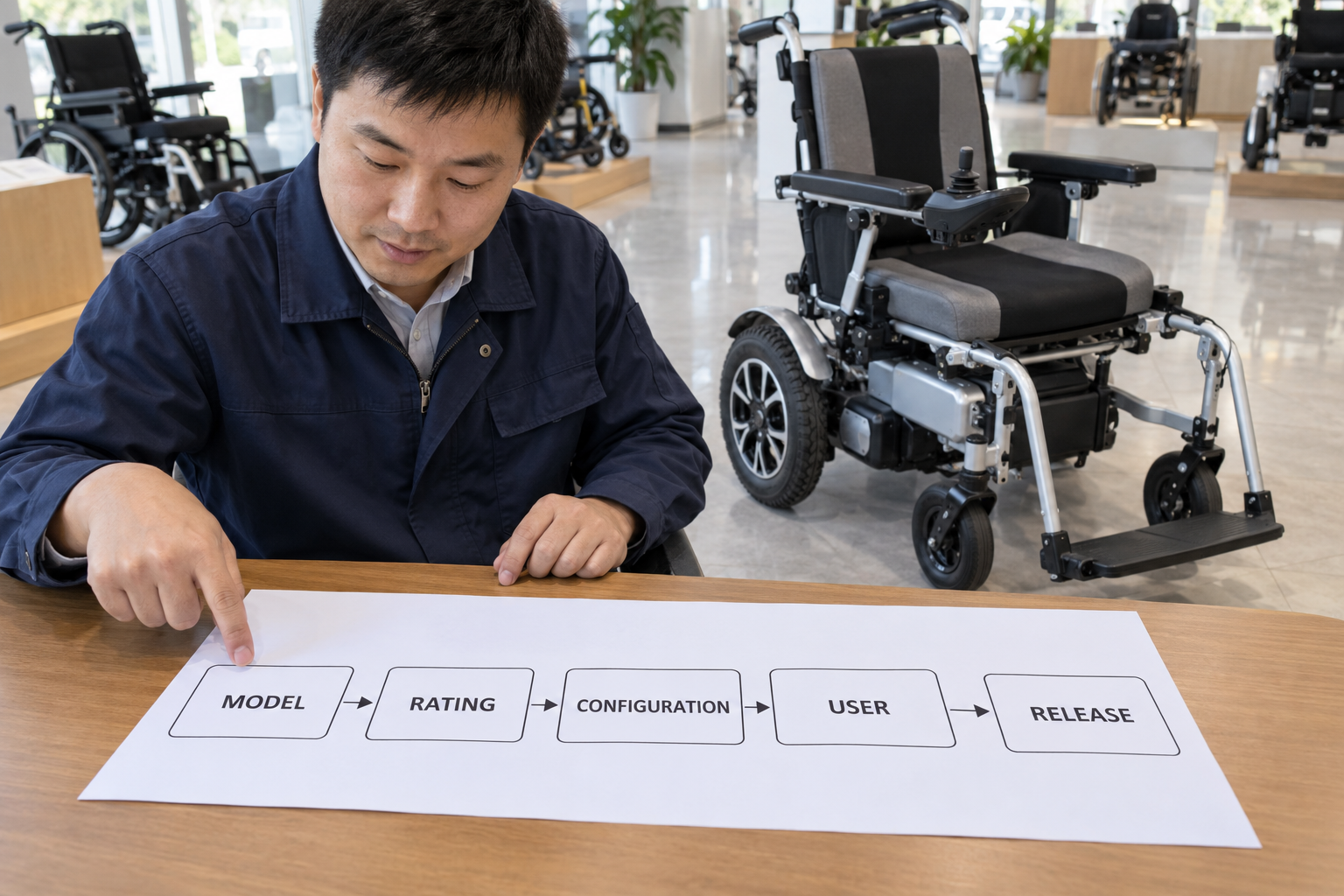 Illustrative five-step capacity review chart for model, rating, setup, user and release