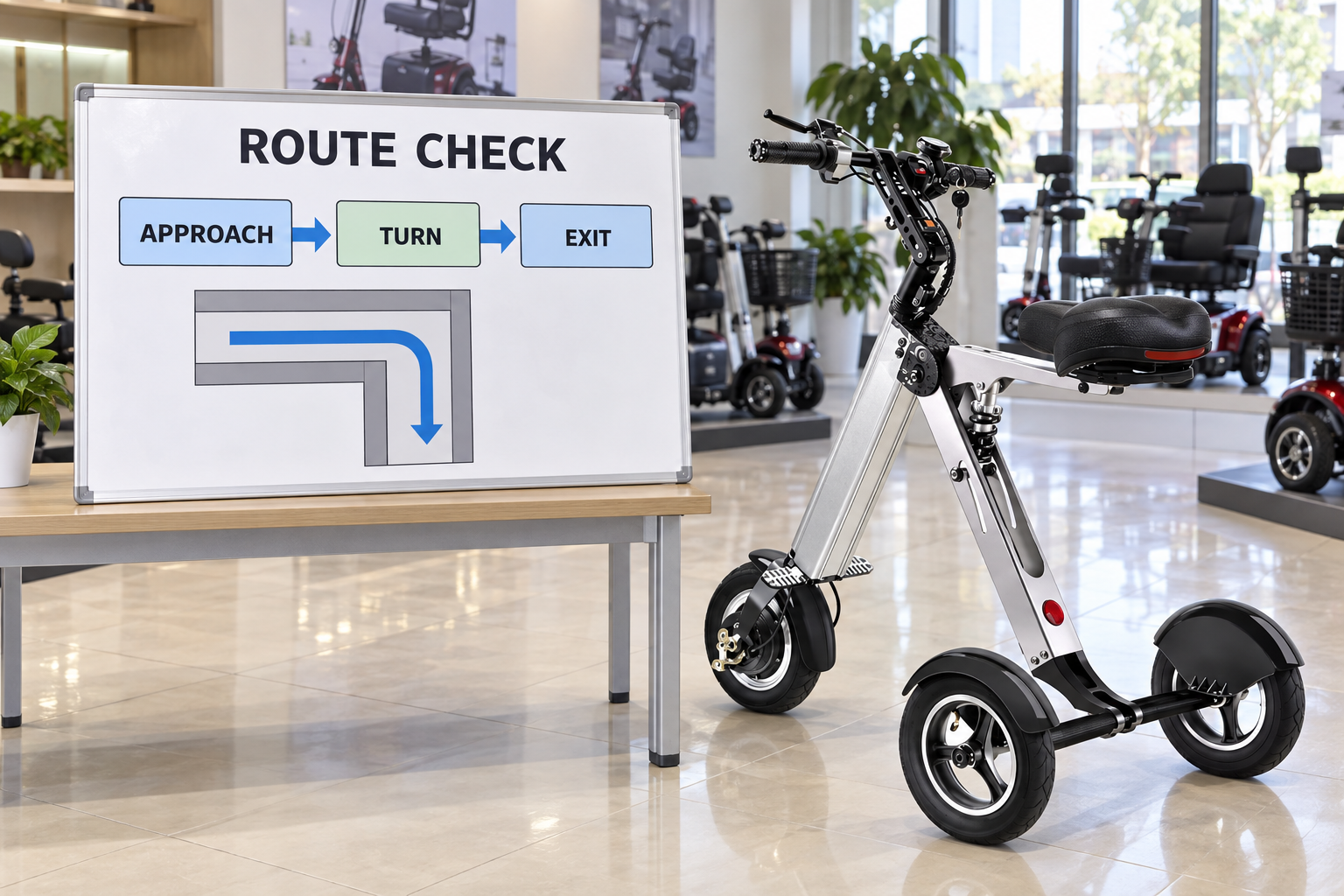 Illustrative route check chart covering approach, turn and exit