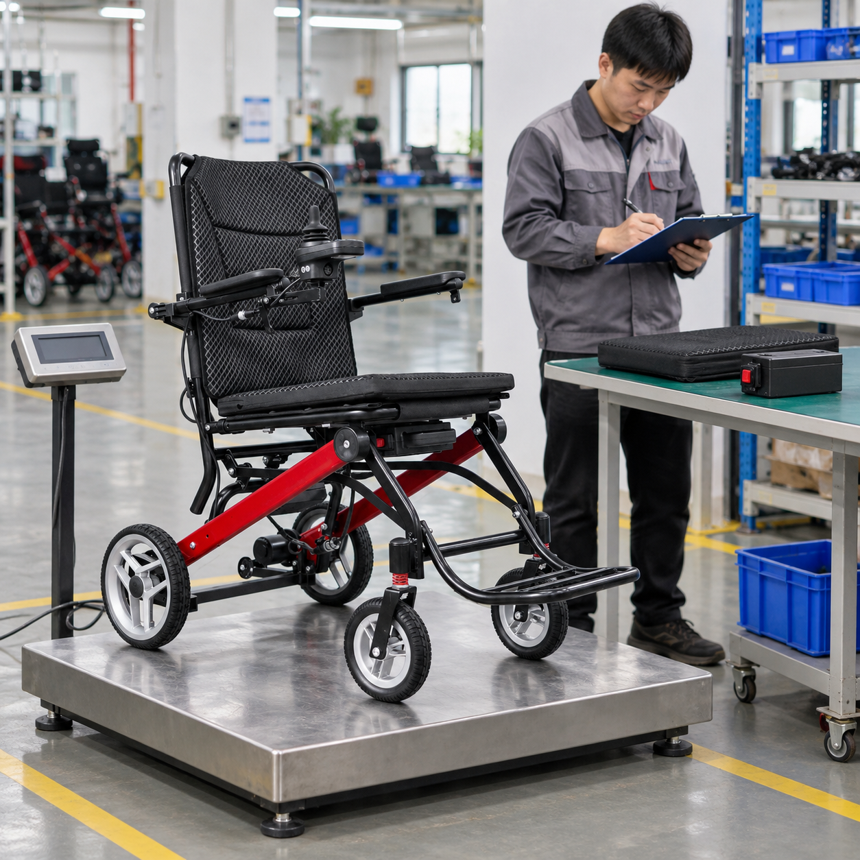 Weighing a chair and its removable components separately