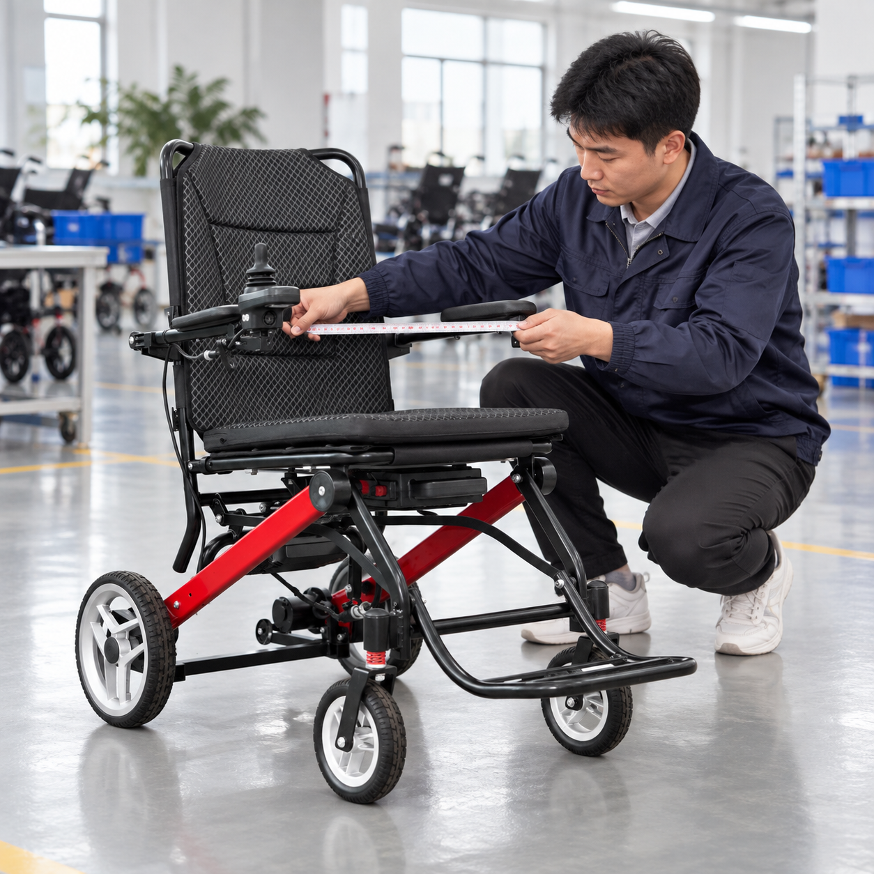 Measuring clear space between the wheelchair armrests