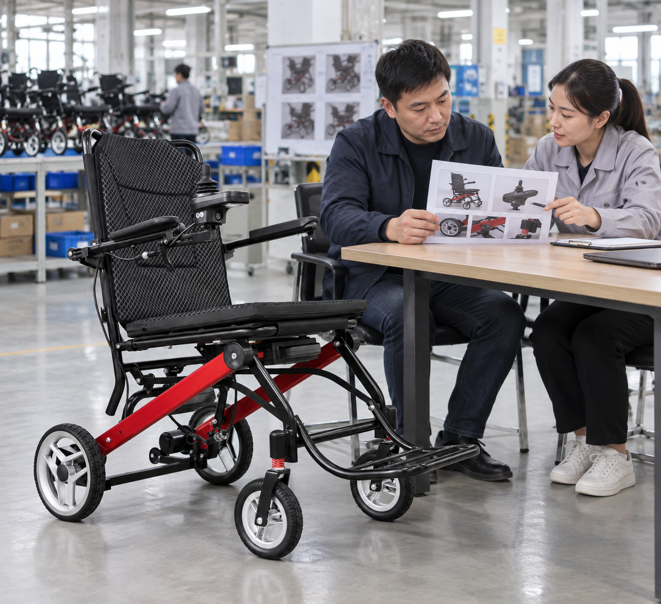 A buyer and supplier review a component-specific warranty document
