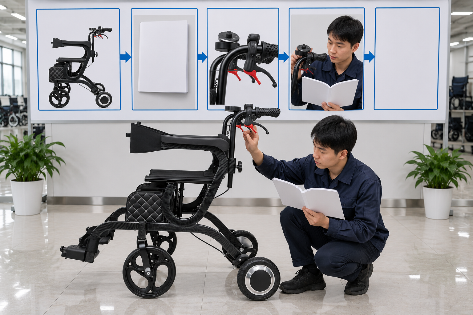 Photographic five-stage powered walker control review chart with blank pending record