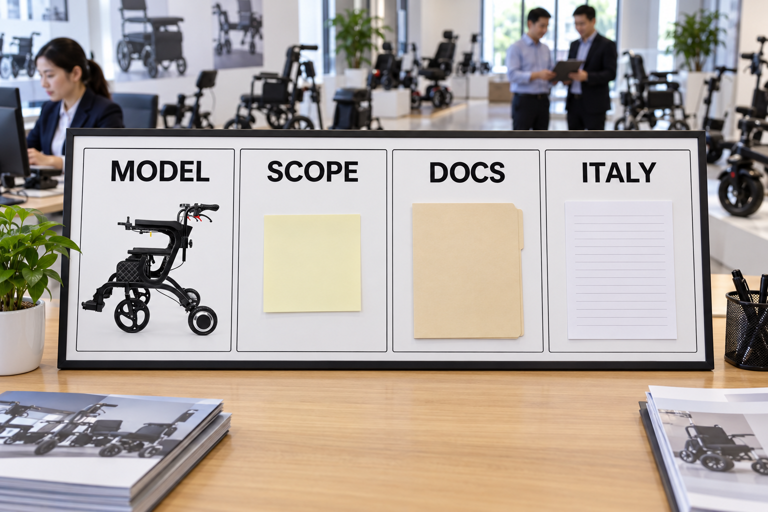 Photoreal Italy document review chart showing model, scope, docs and Italy stages