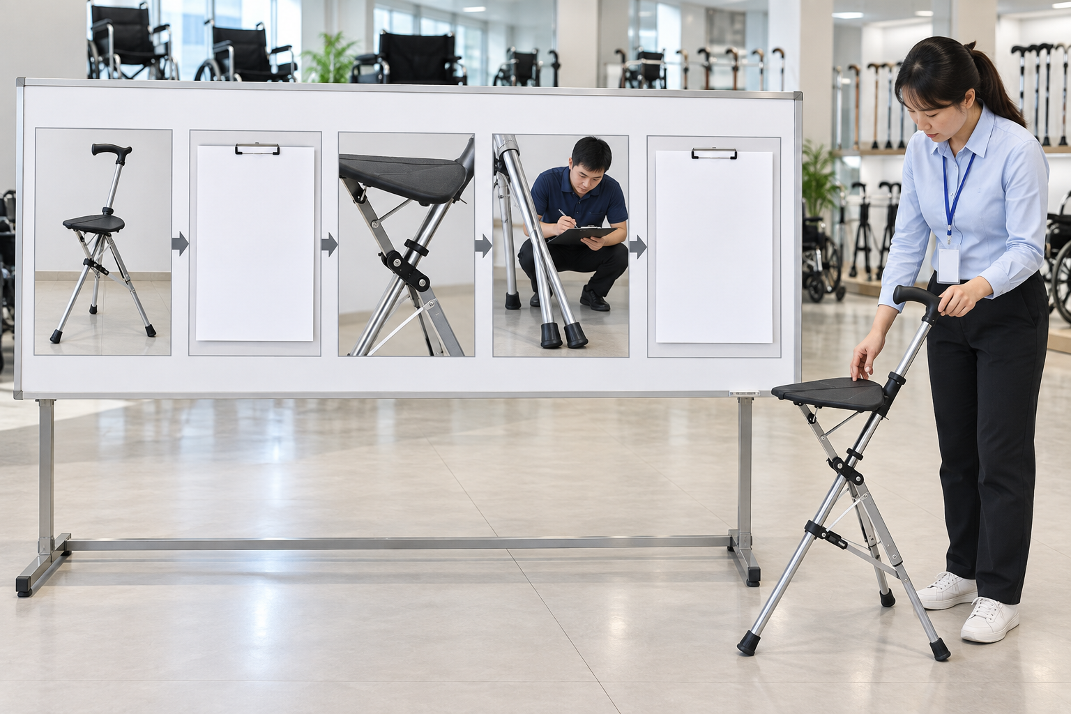Photographic five-stage cane seat weight capacity evidence chart with blank pending record