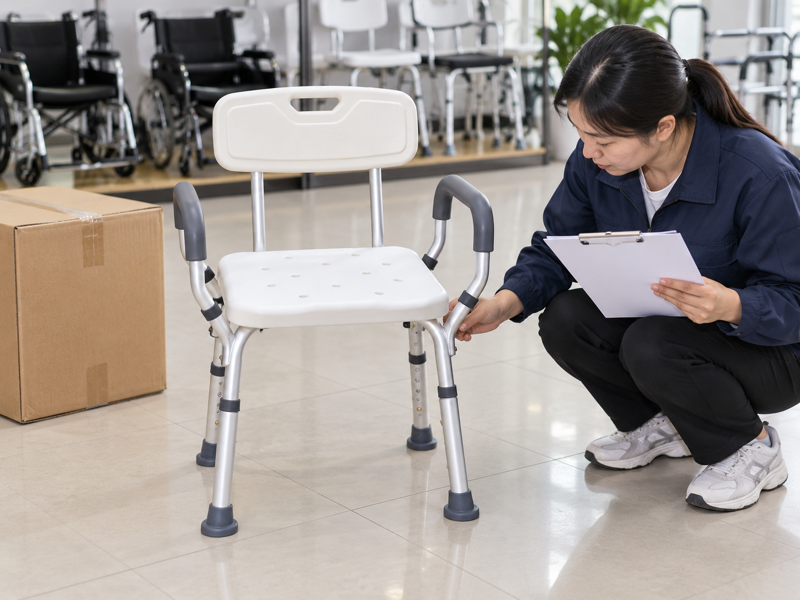 Illustrative receiving check of a complete white four-foot bath chair