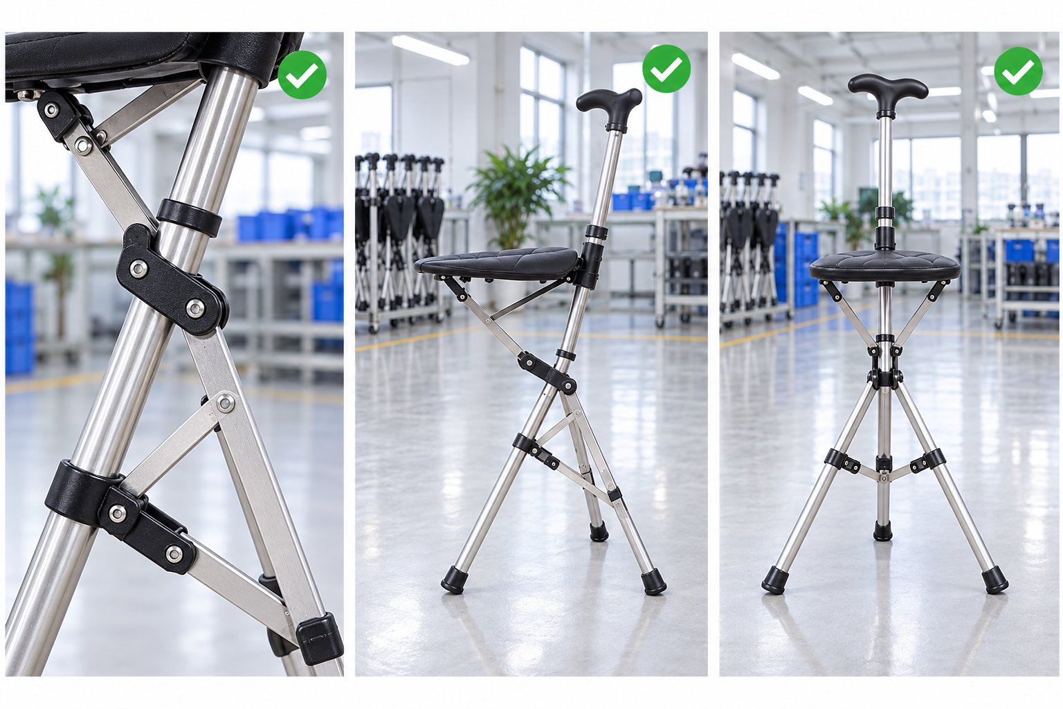 Photoreal cane seat support linkage procurement chart covering identity, measurement, inspection, service and record