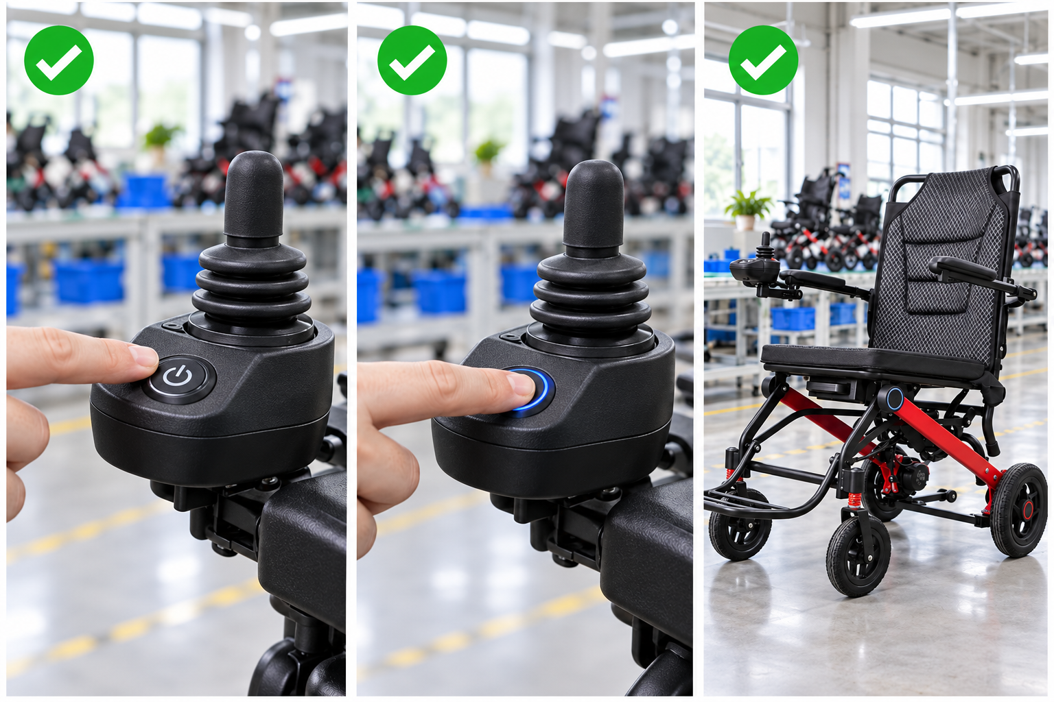 Photoreal power chair power switch procurement chart covering identity, measurement, inspection, service and record