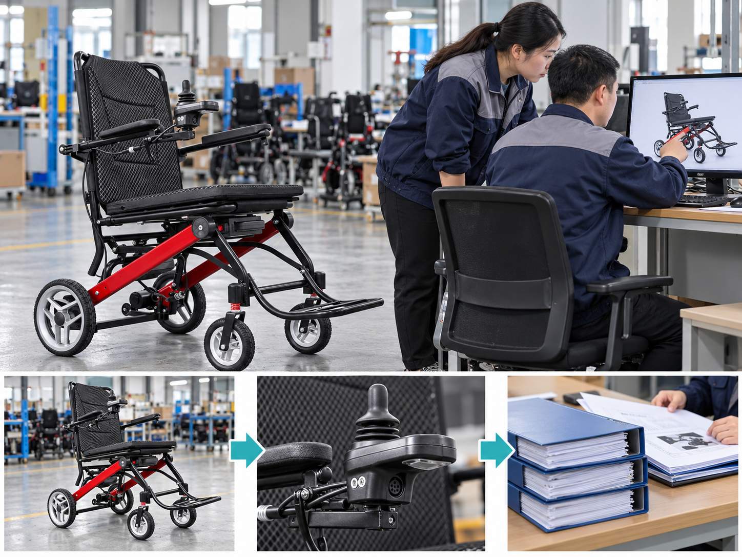 Illustrative power chair model changes workflow chart; no test results