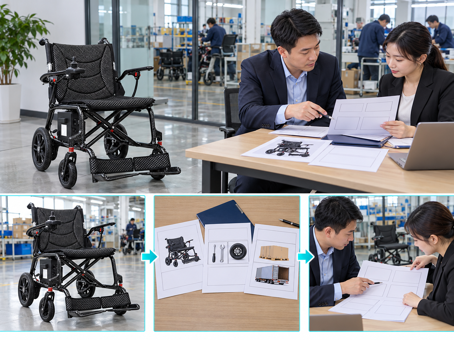 Illustrative power chair warranty terms workflow chart; no test results