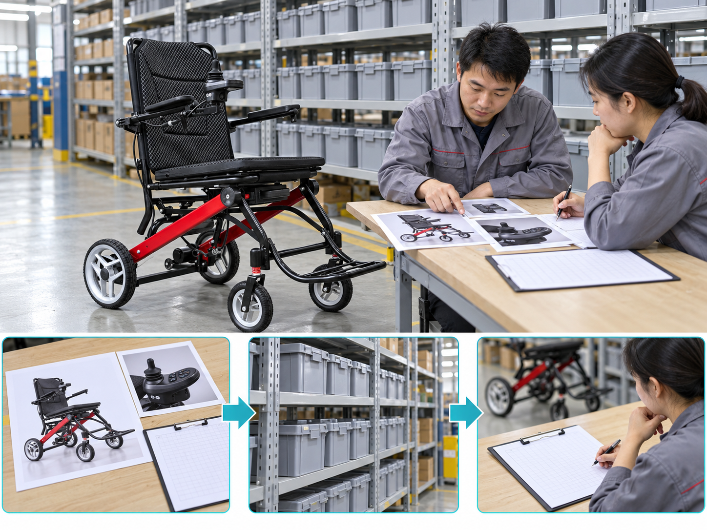 Illustrative power chair parts forecasting workflow chart; no test results