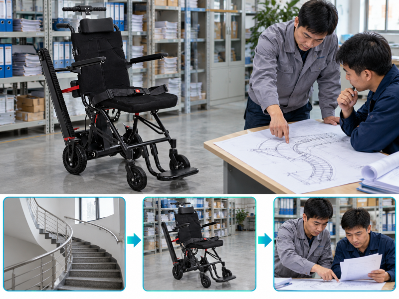 Stair chair curve limits shown through an illustrative passenger stair-chair review