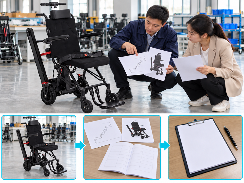 Stair chair trial orders shown through an illustrative passenger stair-chair review